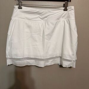 Athleta Laser Run Skort Skirt Solid White Stretch Size Small